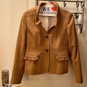 J. Crew Camel Ruffle Collar Blazer Size 14
